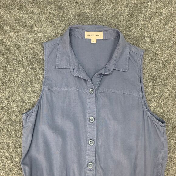 Cloth & Stone Utility Romper Womens S Small Blue Jay Sleeveless Collared *READ - Picture 4 of 12